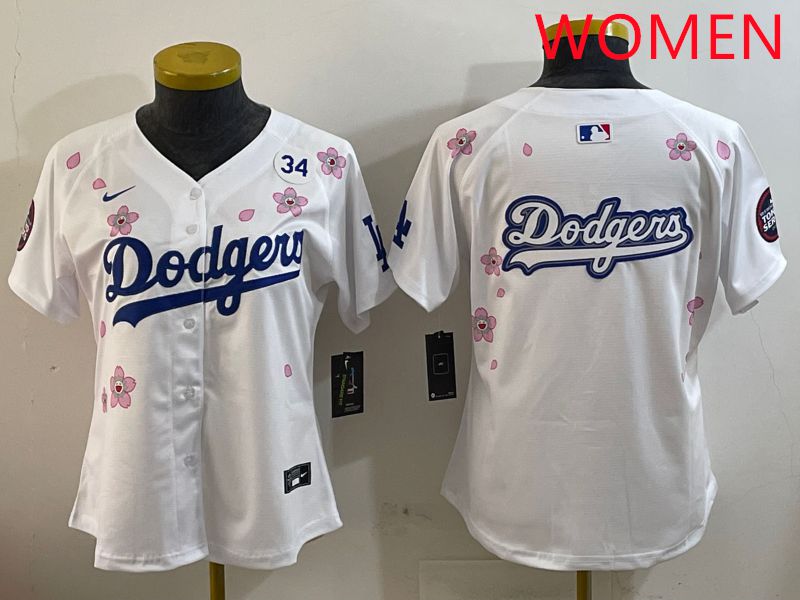Women Los Angeles Dodgers Blank White Sakura Edition 2025 Nike MLB Jersey style 17